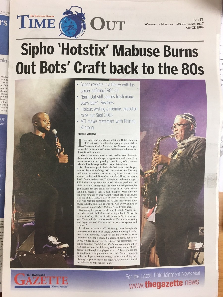 Sipho "Hotstix" Mabuse Burns Out Bots' Craft back to the 80s