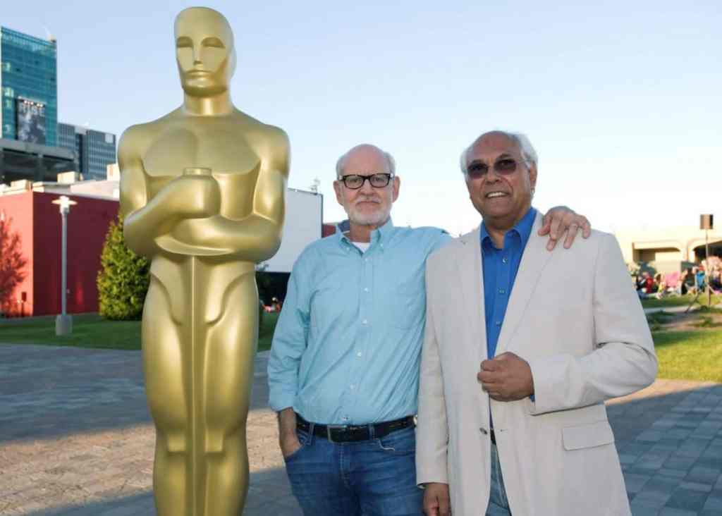 Jim Henson, left, and Dr Trevor Jones who composed the soundtrack for 'Dark Crystal' directed by Henson. Image: Supplied